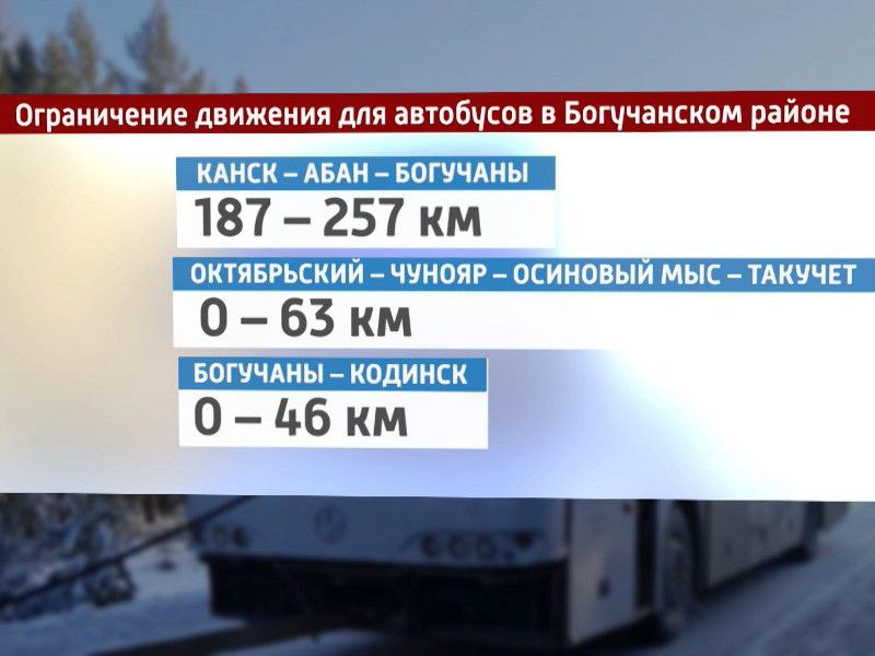 В Богучанском районе из-за гололедицы ограничено движение автобусов на трёх участках