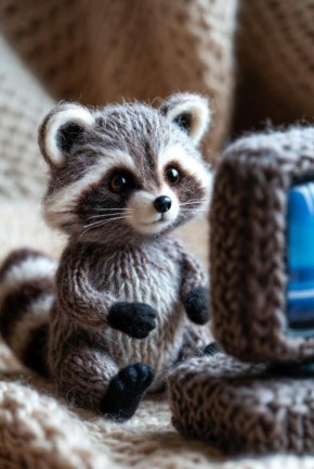 Вязаный енот Веня смотрит ТВК