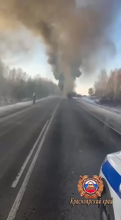 Сегодня на трассе Р-255 "Сибирь" загорелся грузовик