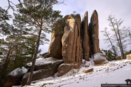 Центральные Столбы. Классические виды главных скал: Перья, Дед, Первый и Второй столб