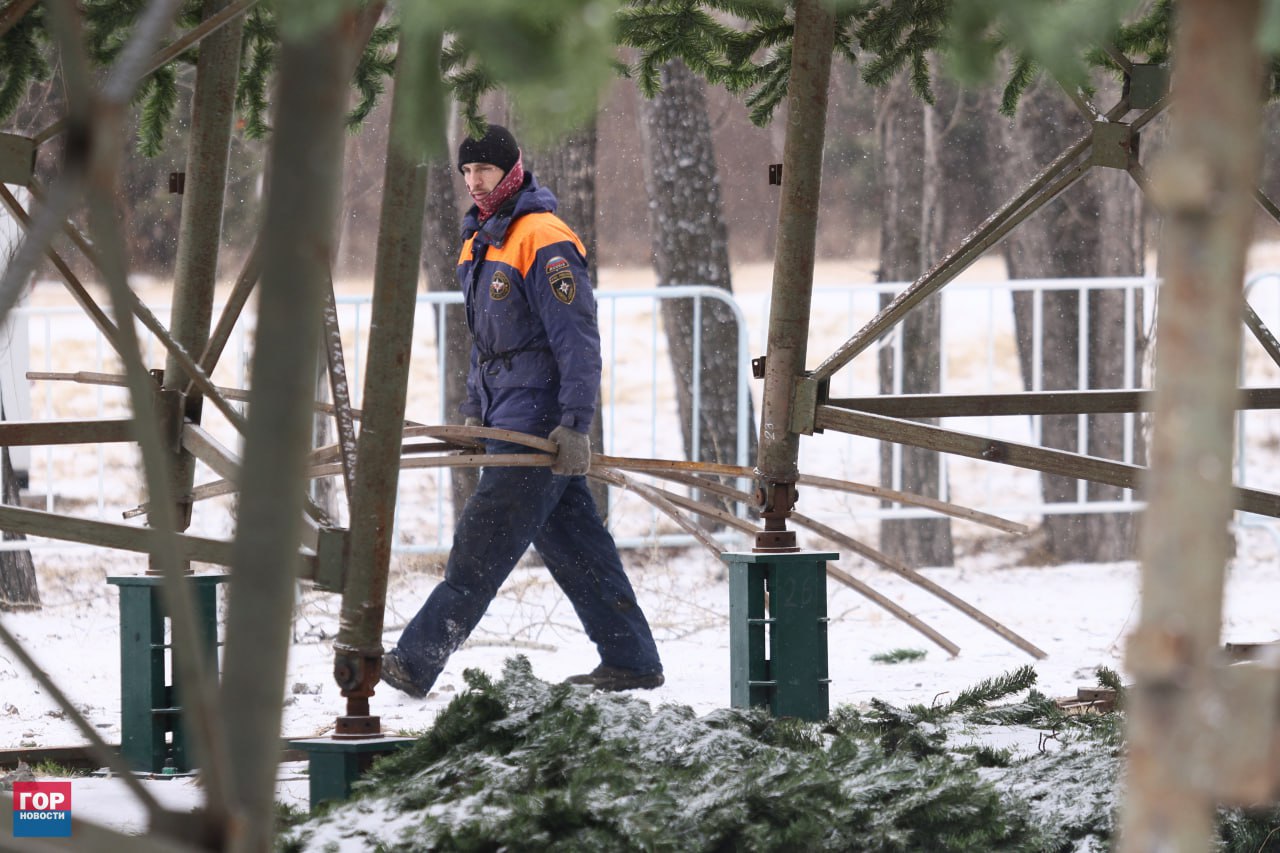 На острове Татышев началась сборка главной городской ёлки На острове Татышев началась сборка главной городской ёлки