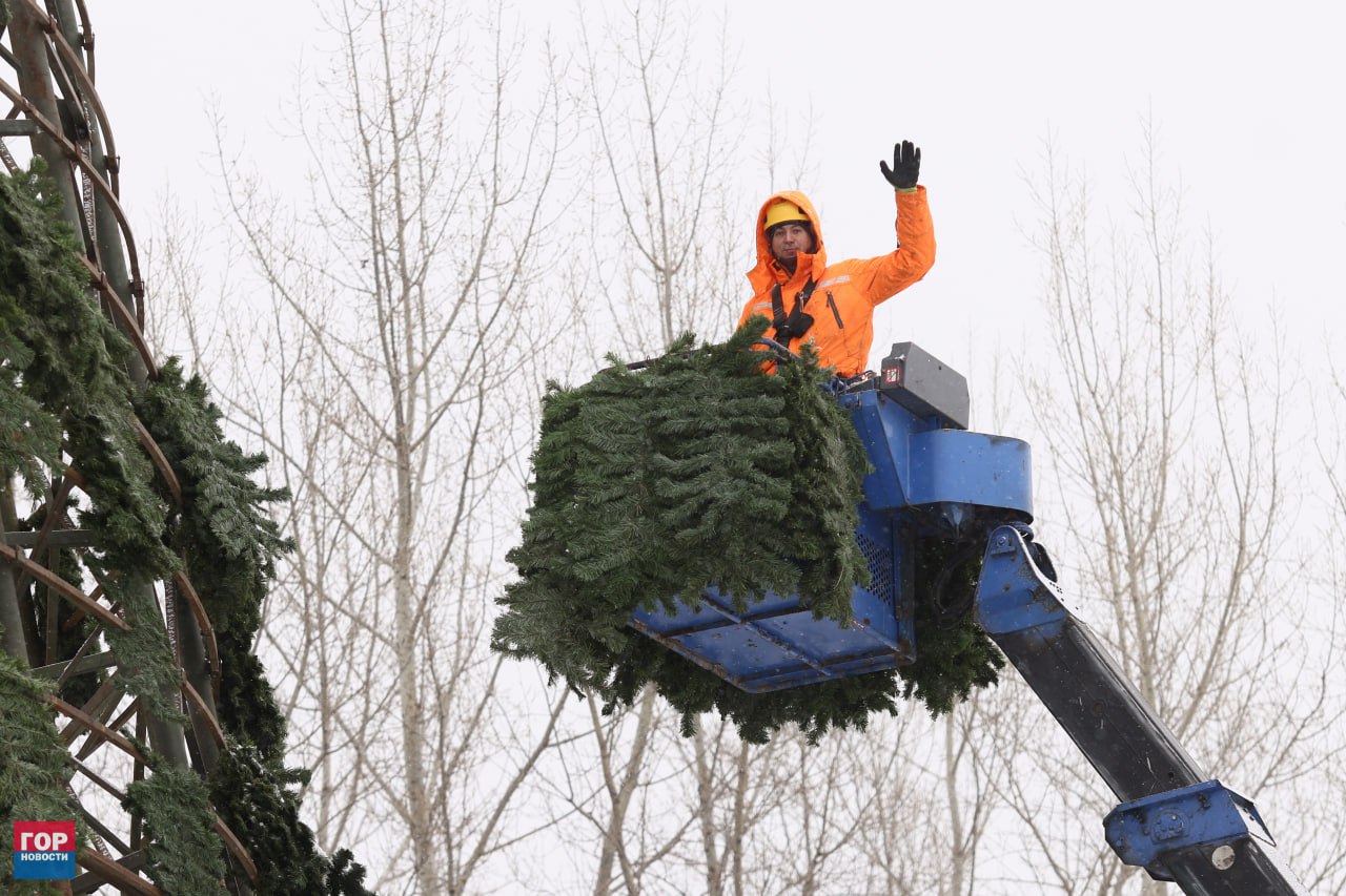 На острове Татышев началась сборка главной городской ёлки На острове Татышев началась сборка главной городской ёлки