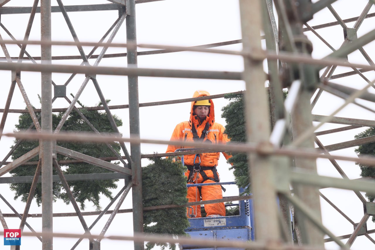 На острове Татышев началась сборка главной городской ёлки На острове Татышев началась сборка главной городской ёлки