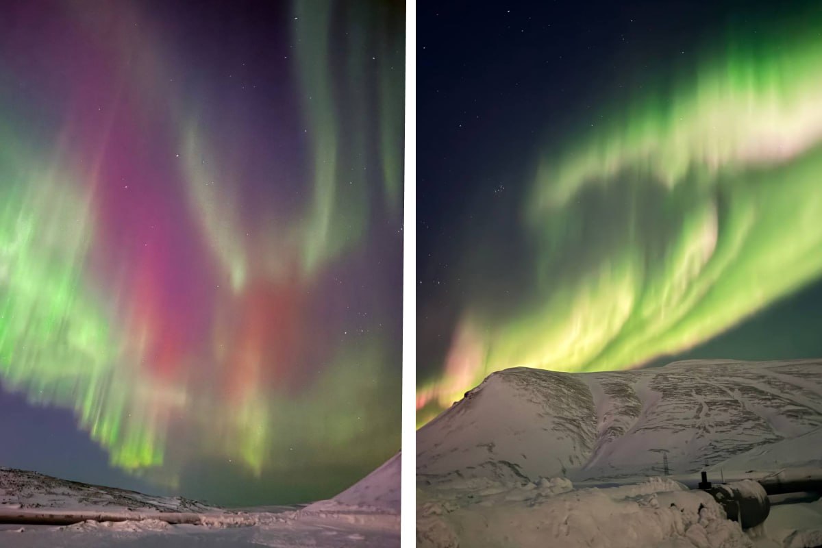 Норильчане увидели северное сияние сквозь туман