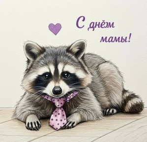 Енот Веня тоже поздравляет всех мам с праздником