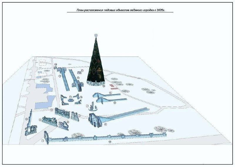 На острове Татышев началось строительство ледового городка, который будет выполнен в единой тематике «Нового русского стиля»