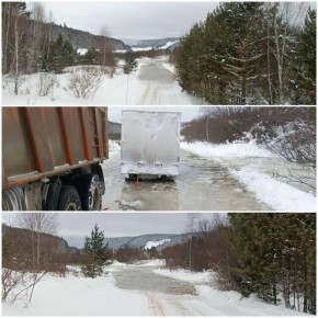 В Богучанском районе река Каменка вышла из берегов и затопила трассу Манзя-Каменка