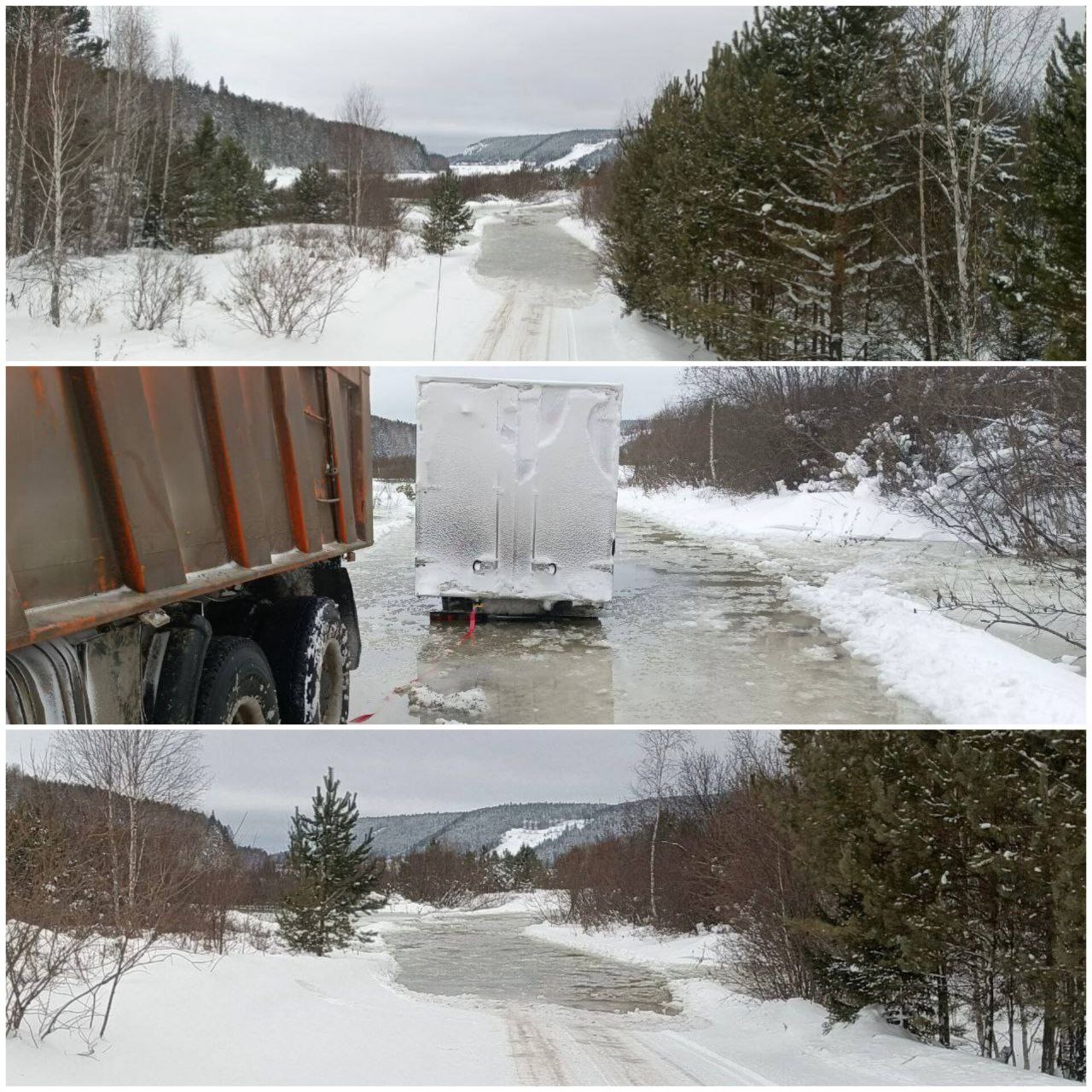 В Богучанском районе река Каменка вышла из берегов и затопила трассу Манзя-Каменка