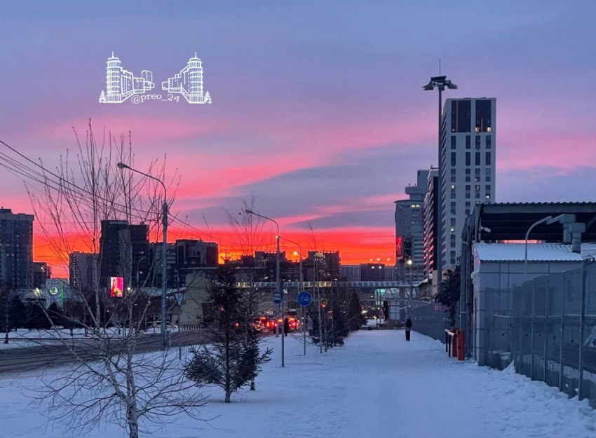 Красноярцы поделились фото огненного рассвета Красноярцы поделились фото огненного рассвета