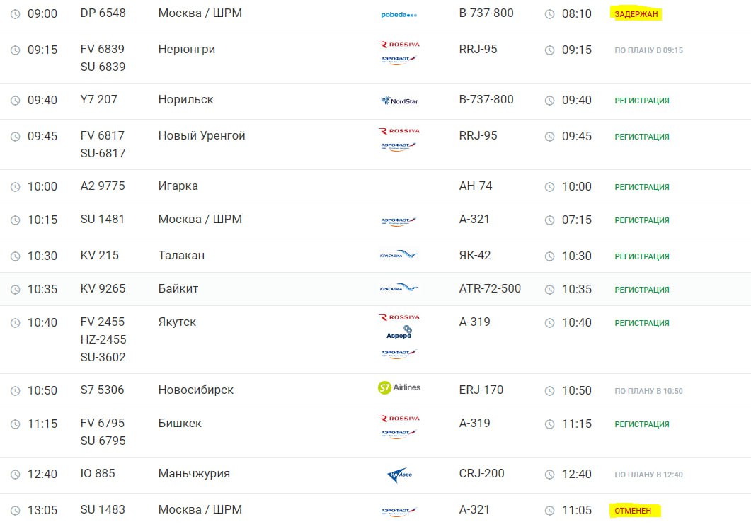 Время вылета и прилета некоторых рейсов в аэропорту Красноярска может измениться из-за атак на Москву