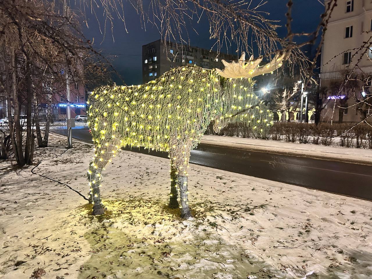В Красноярске начали появляться праздничные световые фигуры В Красноярске начали появляться праздничные световые фигуры