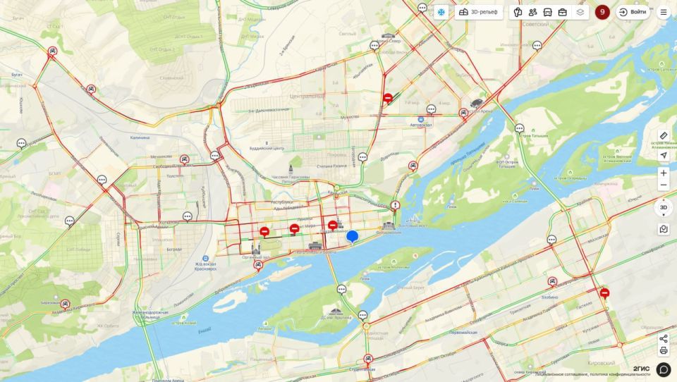 Красноярск сковали 9-балльные пробки