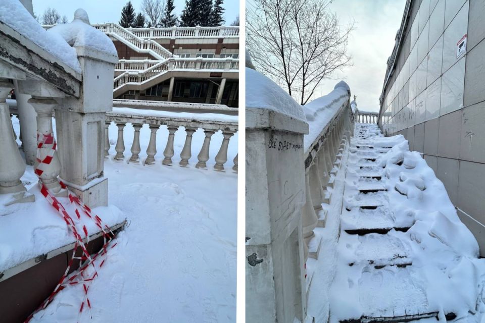 Красноярский пешеходный переход на Дубровинского закрыли