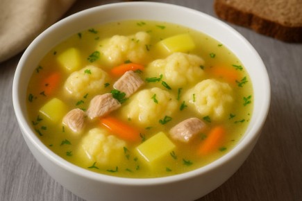 Нежные клецки в ароматном бульоне