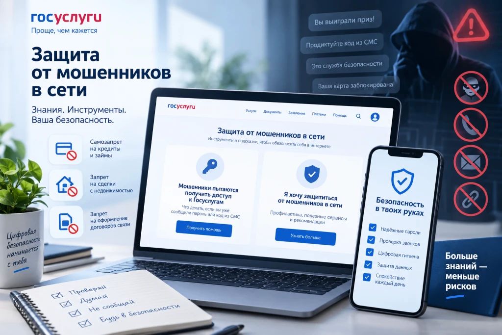 На Госуслугах запустили новый сервис «Защита от мошенников в сети»
