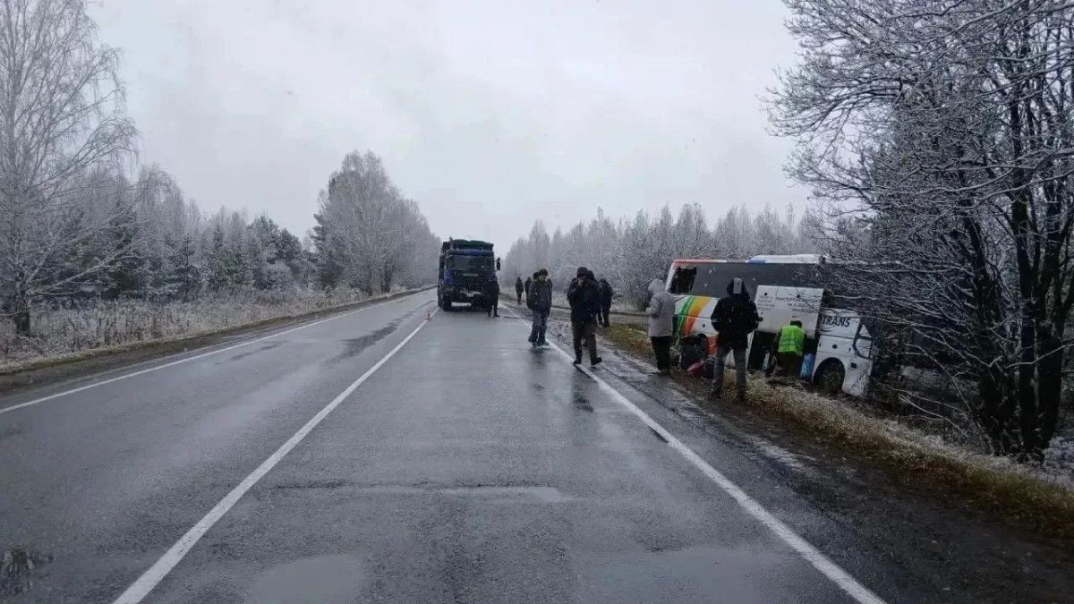 Грузовик врезался в автобус с пассажирами на трассе в Ермаковском округе